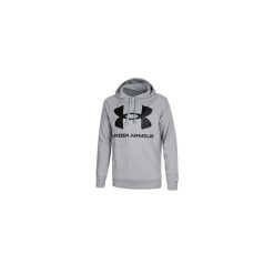 Bluza z kapturem Męska Under Armour Rival Big Logo Jasnoszary. Czarne bluzy sportowe męskie Under Armour, bez wzorów, sportowe, bez kołnierzyka, bez ramiączek. Za 341.00 zł.