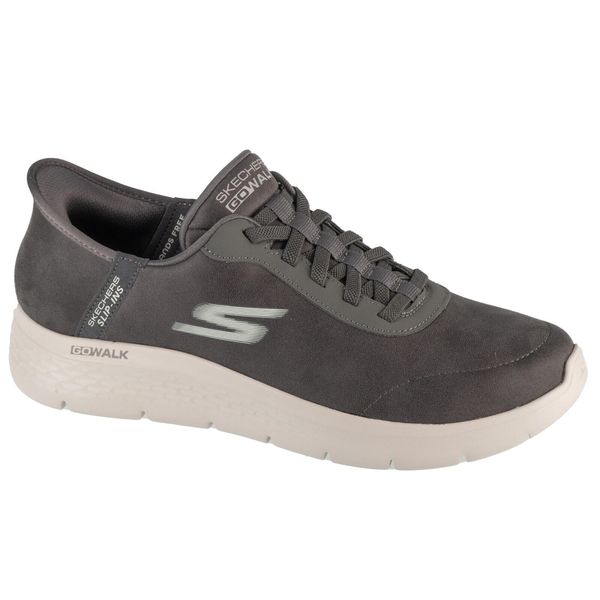 Buty sportowe Sneakersy męskie, Slip-Ins: GO Walk Flex - Smooth Motion. Szare buty sportowe na co dzień męskie Skechers, bez zapięcia, trekkingowe. Za 329.99 zł.