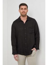 Rodier Lin Lniana koszula w kolorze czarnym rozmiar: XL/XXL. Czarne koszule męskie Rodier Lin, xl, bez wzorów, ze lnu, bez kołnierzyka, bez ramiączek. Za 140.53 zł.