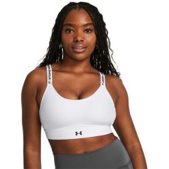 Biustonosz treningowy Under Armour Infinity Mid. Białe biustonosze sportowe damskie Under Armour, bez wzorów, z elastanu. Za 232.06 zł.