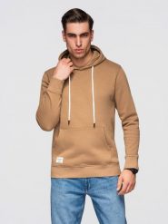 Męska bluza bawełniana dresowa BASIC kangurka z kapturem OM-SSBN-0270 - - Rozmiar: XL. Brązowe bluzy z kapturem męskie Ombre Clothing, m, z bawełny. Za 169.99 zł.