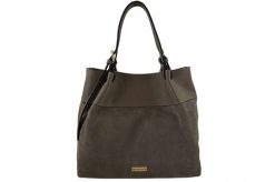 Elegancka torebka damska z naturalnego zamszu - Beżowa ciemna. Brązowe torebki klasyczne damskie Barberinis, bez wzorów, z jeansu, duże, zamszowe, bez dodatków. Za 349.99 zł.