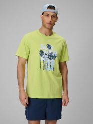 T-shirt regular z nadrukiem męski 4F 4FWSS26TTSHM2784. Zielone t-shirty męskie 4f, m, bez wzorów, z bawełny, bez kołnierzyka. Za 69.99 zł.