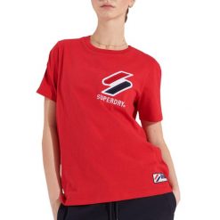 Koszulka turystyczna damska Superdry Sportstyle Chenille. Czerwone bluzki sportowe damskie Superdry., s, bez wzorów, z bawełny, bez ramiączek. Za 81.00 zł.