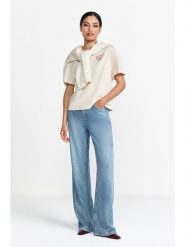 Rich & Royal Koszulka w kolorze kremowym rozmiar: XL. Brązowe bluzki damskie Rich & Royal, xl, bez wzorów, z bawełny, bez kołnierzyka, bez ramiączek. Za 64.95 zł.