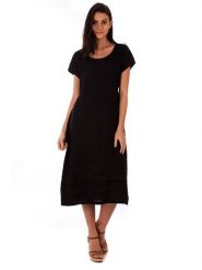 Lin Passion Lniana sukienka w kolorze czarnym rozmiar: 36/38. Czarne sukienki damskie Lin Passion, bez wzorów, klasyczne, bez kołnierzyka, bez ramiączek, maxi, rozkloszowane. Za 113.99 zł.