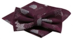Męska Mucha z Poszetką Alties - Bordowa w Kwiaty. Czerwone krawaty i muchy męskie Alties, bez wzorów, eleganckie. Za 54.00 zł.