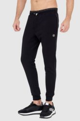 PHILIPP PLEIN Czarne spodnie dresowe męskie hexagon. Czarne spodnie dresowe męskie Philipp Plein, bez wzorów, z dresówki. W wyprzedaży za 2,299.99 zł.