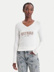 Guess Sweter W6BR55 Z1456 Kremowy Regular Fit. Białe swetry klasyczne damskie Guess, s, z wiskozy, bez kołnierzyka. Za 344.99 zł.