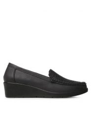 Clara Barson Półbuty HMD220352 Czarny. Czarne półbuty damskie Clara Barson, bez wzorów, ze skóry, bez obcasa, na koturnie. Za 89.99 zł.