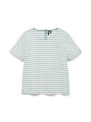 Vero Moda Koszulka w kolorze biało-miętowym rozmiar: S. Białe bluzki damskie Vero Moda, s, bez wzorów, bez kołnierzyka, bez ramiączek. Za 57.06 zł.