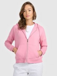 4F Bluza dresowa rozpinana z kapturem damska - różowy XXL. Czerwone bluzy z kapturem damskie 4f, xxl, z bawełny. Za 169.99 zł.