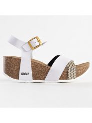 Sunbay Sandały "Reynosa" w kolorze białym na koturnie rozmiar: 40. Białe sandały damskie Sunbay, bez wzorów, bez obcasa, na koturnie. Za 159.95 zł.