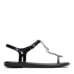 Sandały Melissa. Czarne sandały damskie Melissa, bez wzorów, bez obcasa, na płaskiej podeszwie. Za 379.99 zł.