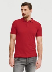 PAKO LORENTE – Gładki t-shirt polo w czerwonym kolorze. Czerwone koszulki polo męskie Pako Lorente, m, bez wzorów, z bawełny, bez ramiączek. Za 69.99 zł.