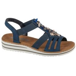 Sandały Rieker Sandals V0649-14 niebieskie. Niebieskie sandały damskie bez wzorów, z gumy, bez obcasa. Za 365.38 zł.