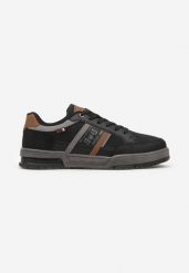 Czarne Buty Sportowe Sneakersy z Ozdobnym Napisem Tatarisia. Czarne buty sportowe na co dzień męskie Born2be, z jeansu, bez zapięcia. Za 129.99 zł.