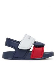 Tommy Hilfiger Sandały T1X2-33913-1172Y M Granatowy. Niebieskie sandały chłopięce Tommy Hilfiger, ze skóry, bez zapięcia. Za 119.99 zł.