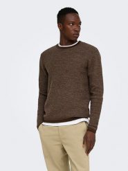 ONLY & SONS Sweter "Eric" w kolorze brązowym rozmiar: XL. Brązowe swetry męskie Only & Sons, xl, bez wzorów, z bawełny, bez kołnierzyka. Za 114.95 zł.