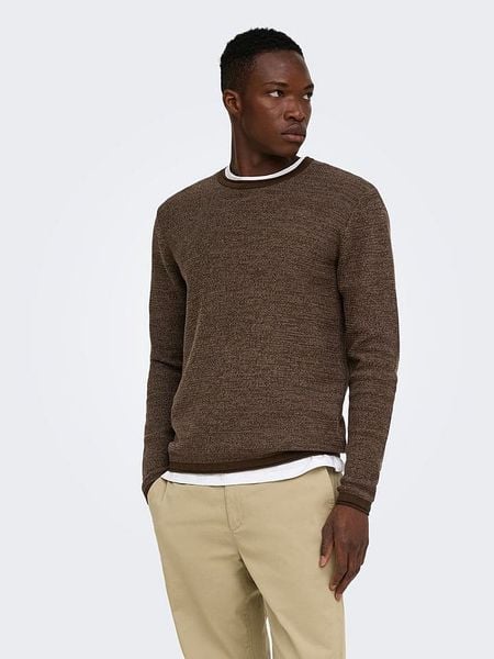 ONLY & SONS Sweter "Eric" w kolorze brązowym rozmiar: XL. Brązowe swetry męskie Only & Sons, xl, bez wzorów, z bawełny, bez kołnierzyka. Za 114.95 zł.