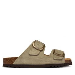 Klapki Scholl. Zielone klapki damskie Scholl, bez wzorów, bez obcasa. Za 379.99 zł.