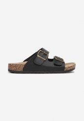 Czarne Klapki na Korkowej Podeszwie Kelisa. Czarne klapki i japonki męskie Born2be. Za 59.99 zł.