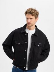 Calvin Klein Jeans kurtka dżinsowa Mężczyźni Bawełna czarny, L. Czarne kurtki męskie Calvin Klein Jeans, l, bez wzorów, z bawełny, bez kaptura. Za 229.95 zł.