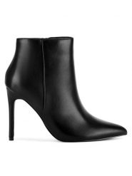DeeZee Botki WYL3588-10 Czarny. Czarne botki damskie DeeZee, z materiału, bez obcasa, na szpilce, bez zapięcia. Za 179.99 zł.