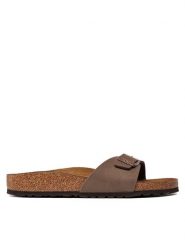 Birkenstock Klapki Madrid 0040093 Brązowy. Brązowe klapki damskie Birkenstock, bez wzorów, ze skóry, bez obcasa. Za 309.99 zł.
