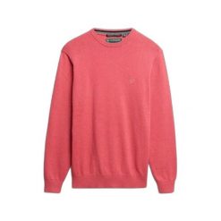 Sweter bawełnowy Superdry Essentials. Czerwone swetry męskie Superdry., na zimę, m, bez wzorów, z bawełny, bez kołnierzyka. Za 288.40 zł.