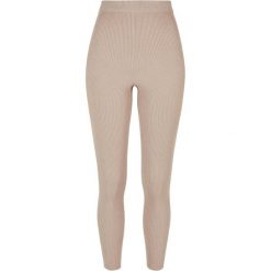 Legginsy Damskie Z Dzianiny Prążkowanej. Brązowe legginsy damskie Urban Classics, xl, bez wzorów, z dzianiny. Za 155.99 zł.