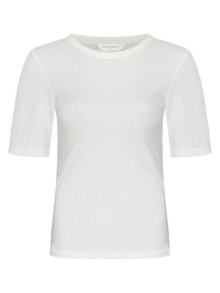 MOSS COPENHAGEN Koszulka "Ignacia" w kolorze białym rozmiar: XS/S. Białe bluzki damskie MOSS COPENHAGEN, s, bez wzorów, prążkowane, bez kołnierzyka, bez ramiączek. Za 119.95 zł.