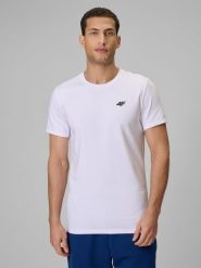 4F T-shirt slim gładki męski - biały M. Białe t-shirty męskie 4f, m, bez wzorów, z bawełny, bez kołnierzyka. Za 59.99 zł.