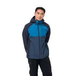 Kurtka wodoodporna Jack Wolfskin Mount Isa. Niebieskie kurtki męskie Jack Wolfskin, l, bez wzorów, sportowe, bez kaptura. W wyprzedaży za 525.50 zł.