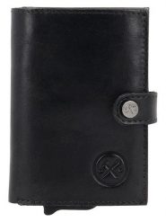 HIDE & STITCHES Skórzany portfel w kolorze czarnym - 8 x 10 x 1 cm rozmiar: onesize. Czarne portfele męskie HIDE & STITCHES, bez wzorów, z materiału. Za 95.99 zł.