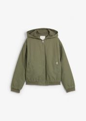 Kurtka outdoorowa z bawełny 100%. Zielone kurtki damskie bonprix, bez wzorów, z bawełny, bez kaptura. Za 269.99 zł.