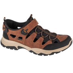 Buty, sandały Rieker Sandals B8375-90 brązowe. Brązowe sandały męskie z gumy, bez zapięcia. Za 470.72 zł.