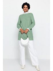 Trendyol Sweter w kolorze zielonym rozmiar: L. Zielone swetry klasyczne damskie Trendyol, l, ze splotem, bez kołnierzyka. Za 117.73 zł.