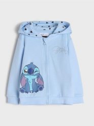 Bluza Stitch - błękitny. Niebieskie bluzy i bluzki niemowlęce Sinsay, bez wzorów, z bawełny, bez ramiączek, długie, z kapturem. W wyprzedaży za 19.99 zł.