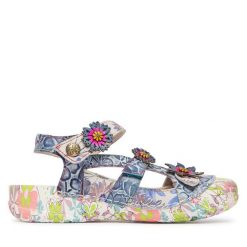 Sandały Laura Vita. Niebieskie sandały damskie Laura Vita, bez wzorów, bez obcasa, na płaskiej podeszwie. Za 409.99 zł.