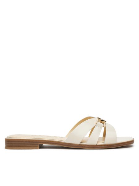 Guess Klapki FLJRLL LEA19 Beżowy. Brązowe klapki damskie Guess, z aplikacjami, ze skóry, bez obcasa. Za 499.99 zł.