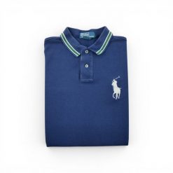 Second life - Polo Ralph Lauren koszulka męska z krótkim rękawem - Jak nowy. Niebieskie koszulki polo męskie Ralph Lauren, l, bez wzorów, z materiału, bez ramiączek. Za 170.36 zł.