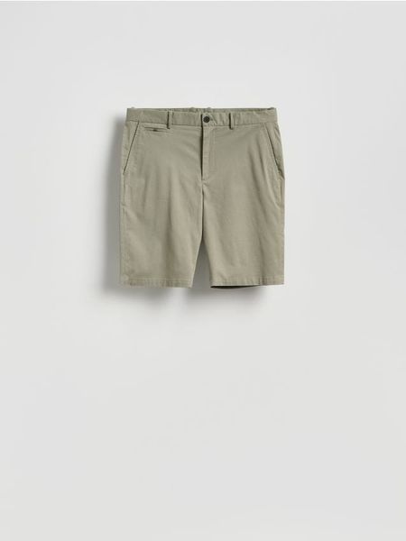 Szorty regular z lyocellem - jasny zielony. Zielone szorty męskie Reserved, bez wzorów, z lyocellu. Za 129.99 zł.