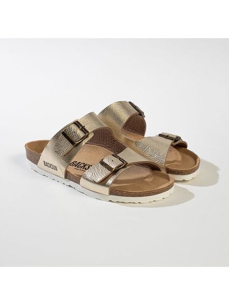 BACKSUN Klapki w kolorze złotym rozmiar: 40. Żółte klapki damskie Backsun, bez wzorów, z materiału, bez obcasa. Za 130.99 zł.