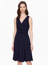 Lauren Ralph Lauren Sukienka koktajlowa 250865006002 Granatowy Regular Fit. Niebieskie sukienki damskie Lauren Ralph Lauren, bez wzorów, z syntetyku, wizytowe, bez kołnierzyka, bez ramiączek. Za 519.99 zł.