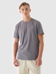4F T-shirt regular gładki męski - szary M. Szare t-shirty męskie 4f, m, bez wzorów, z bawełny, bez kołnierzyka. Za 49.99 zł.