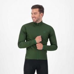 Kurtka rowerowa męska Rogelli Essential. Zielone kurtki treningowe męskie Rogelli, m, bez wzorów, z gumy, do biegania. Za 460.30 zł.