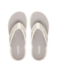 Skechers Japonki 140184/WHT Biały. Białe klapki damskie Skechers, bez wzorów, z materiału, bez obcasa. Za 199.99 zł.