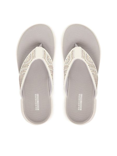 Skechers Japonki 140184/WHT Biały. Białe klapki damskie Skechers, bez wzorów, z materiału, bez obcasa. Za 199.99 zł.