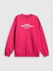 4F Bluza dresowa oversize bez kaptura damska - różowa S. Czerwone bluzy bez kaptura damskie 4f, s, z dresówki. Za 159.99 zł.